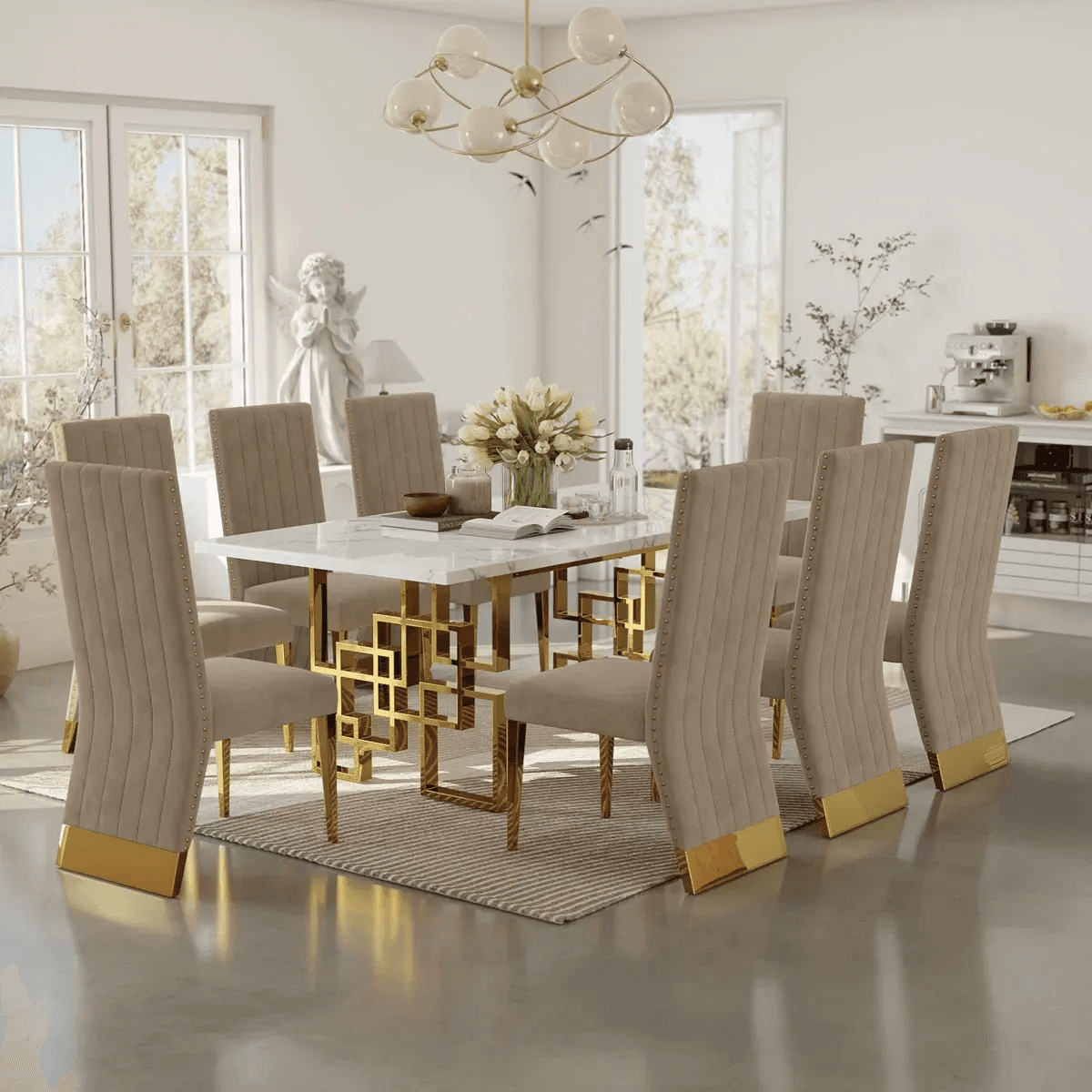 Golden Marble Set Dining Table