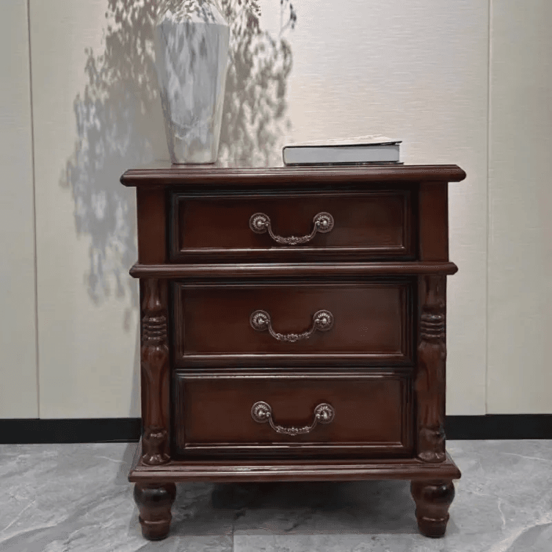 Antique Brown Bedside Table 2 Drawer