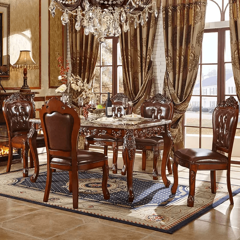 Antique Brown Dining Table 6 Seater