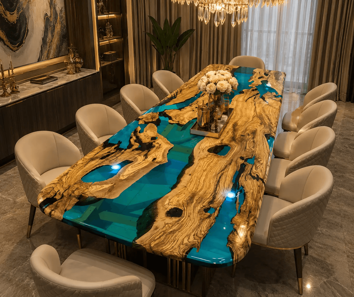 10 Seater Japanese Kyoto Epoxy Dining Table