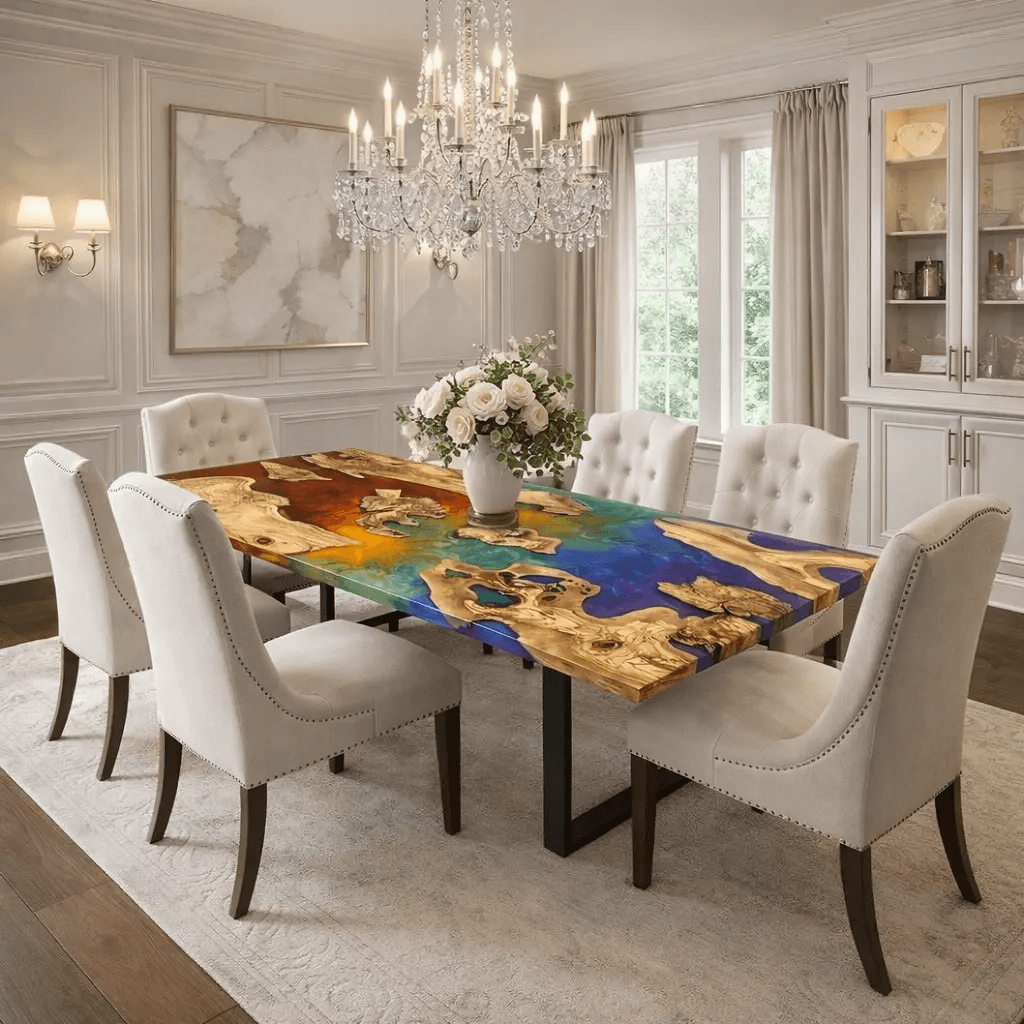 American Style Epoxy Dining Set 6 Seater