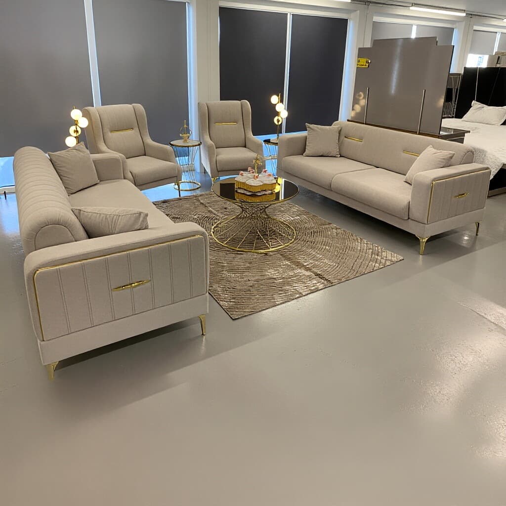 Fine Finish Fabric Sofa Set