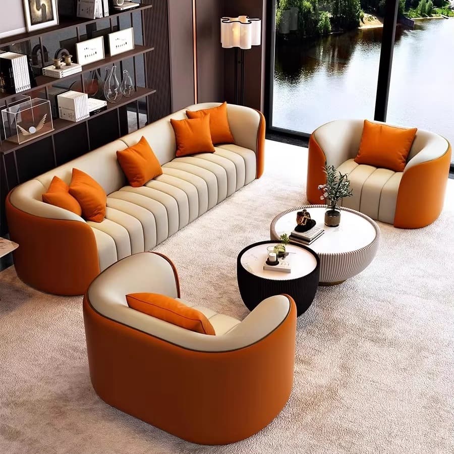 Modern Fabric 6 Seater Sofa Set