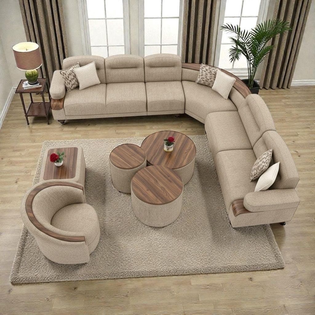 Refined Fabric Lounge Sofa Set
