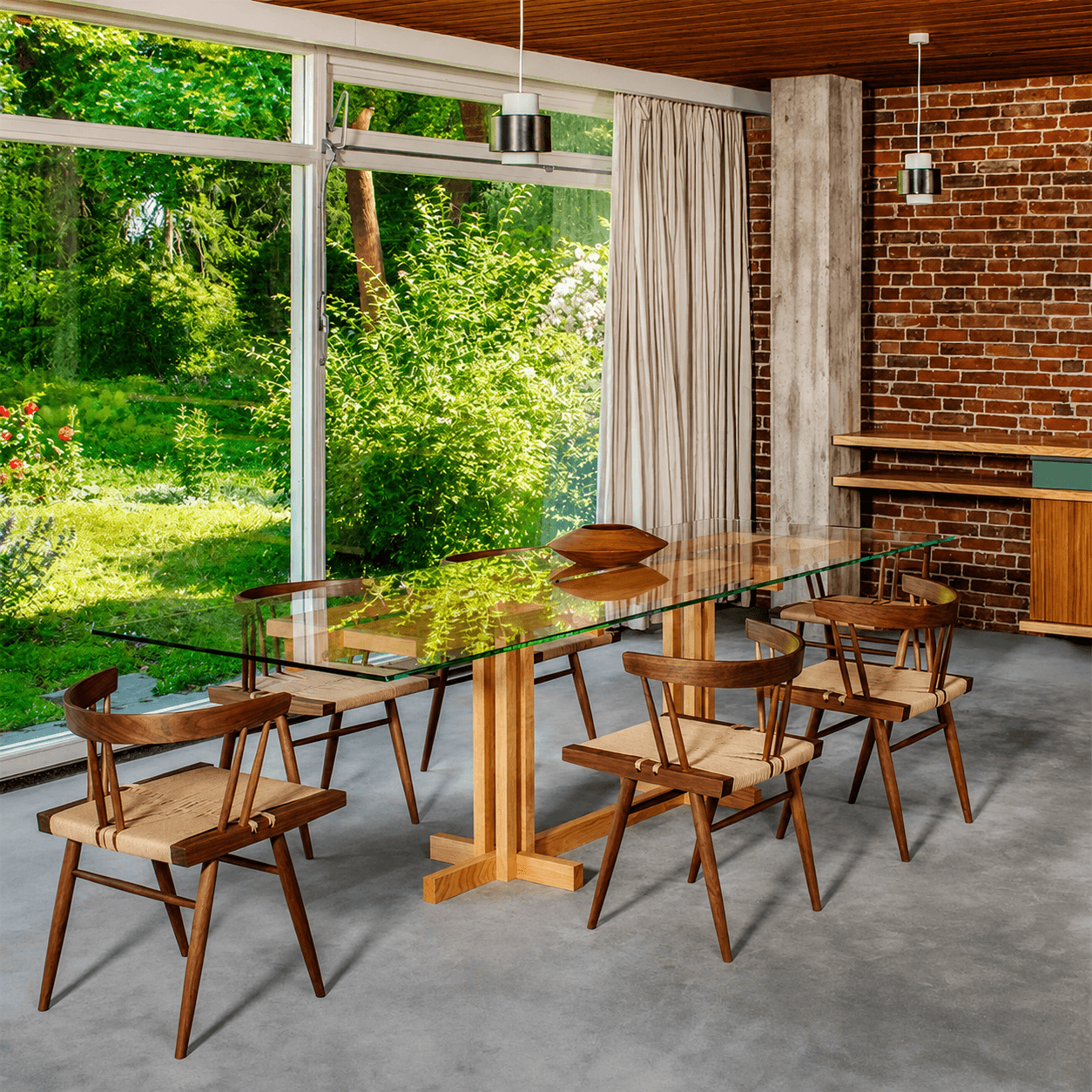 Classic Wooden Glass Dining Table