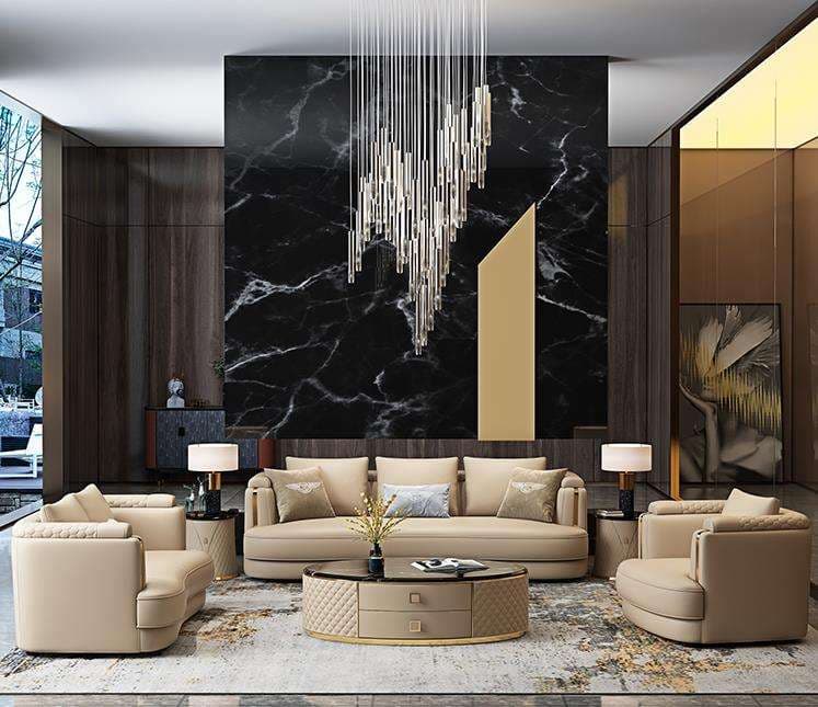 Classic Leather Living Room Sofa Set