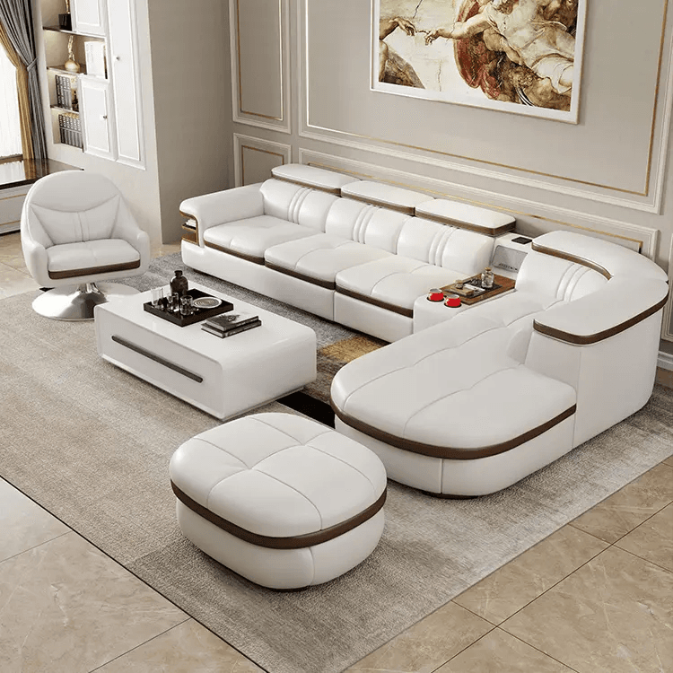 Designer Royal Leather Sofa Set