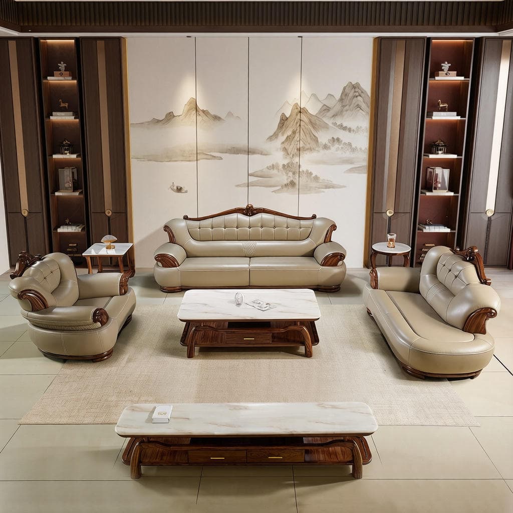 Premium Crafted Wood Sofas 6 Seater