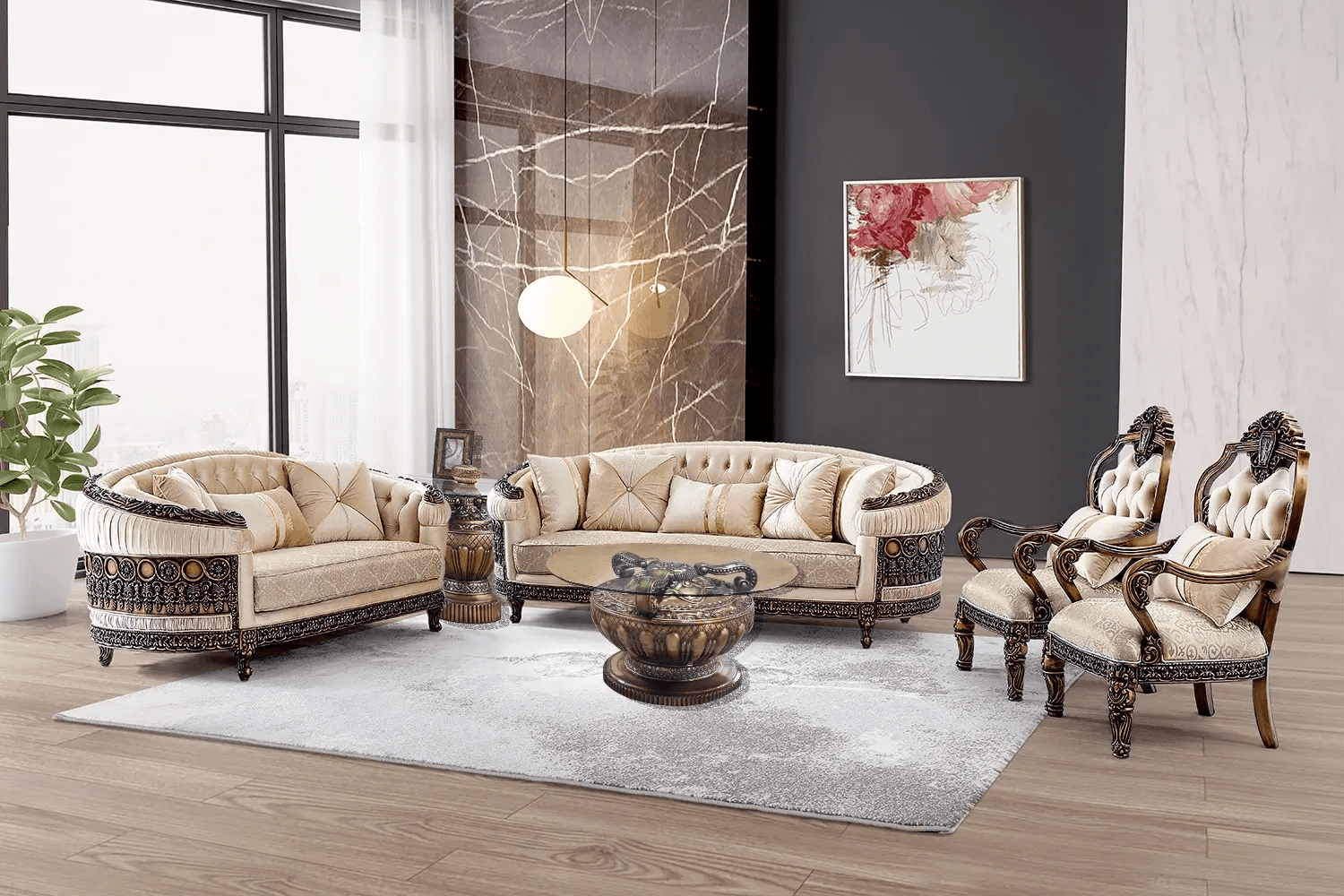 Rivesa Art Deco Sofa Set