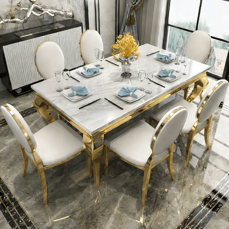 Aurelia Marble 6 Seater Dining Set