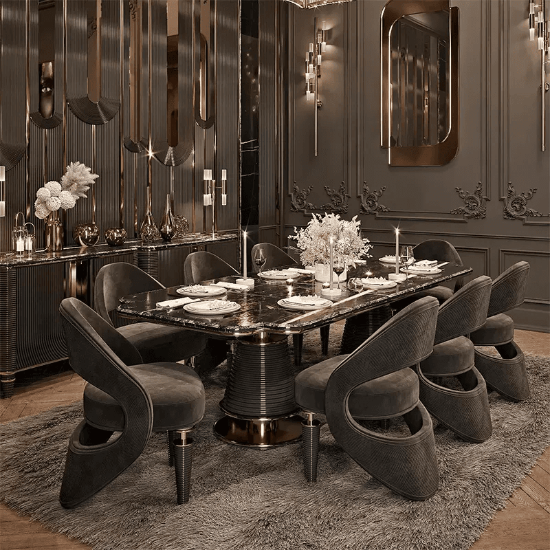 LuxeAura Marble Dining Set 8 Seater