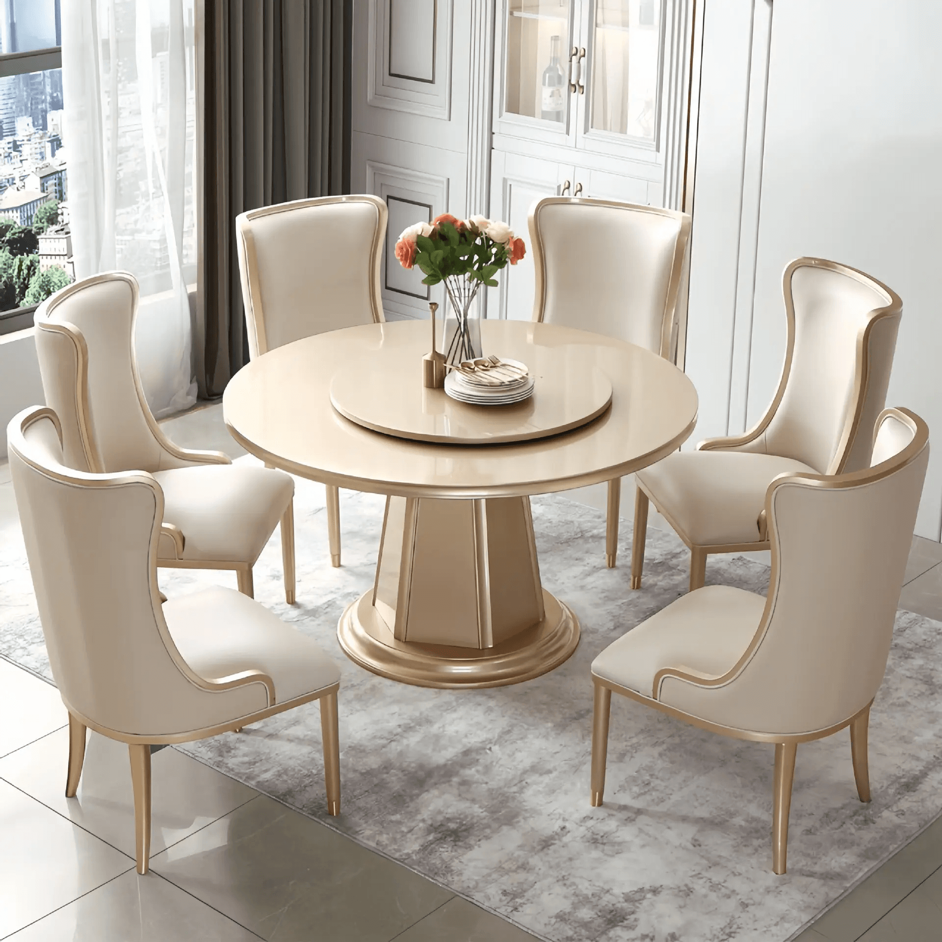Wooden Classic Dining Table – Round Style