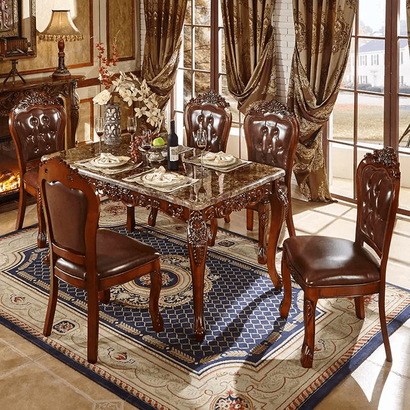 Antique Brown Dining Table 6 Seater