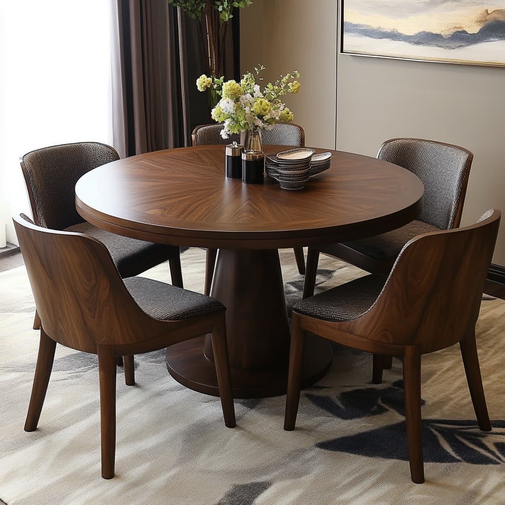 Elvique 5 Seater Round Dining Set