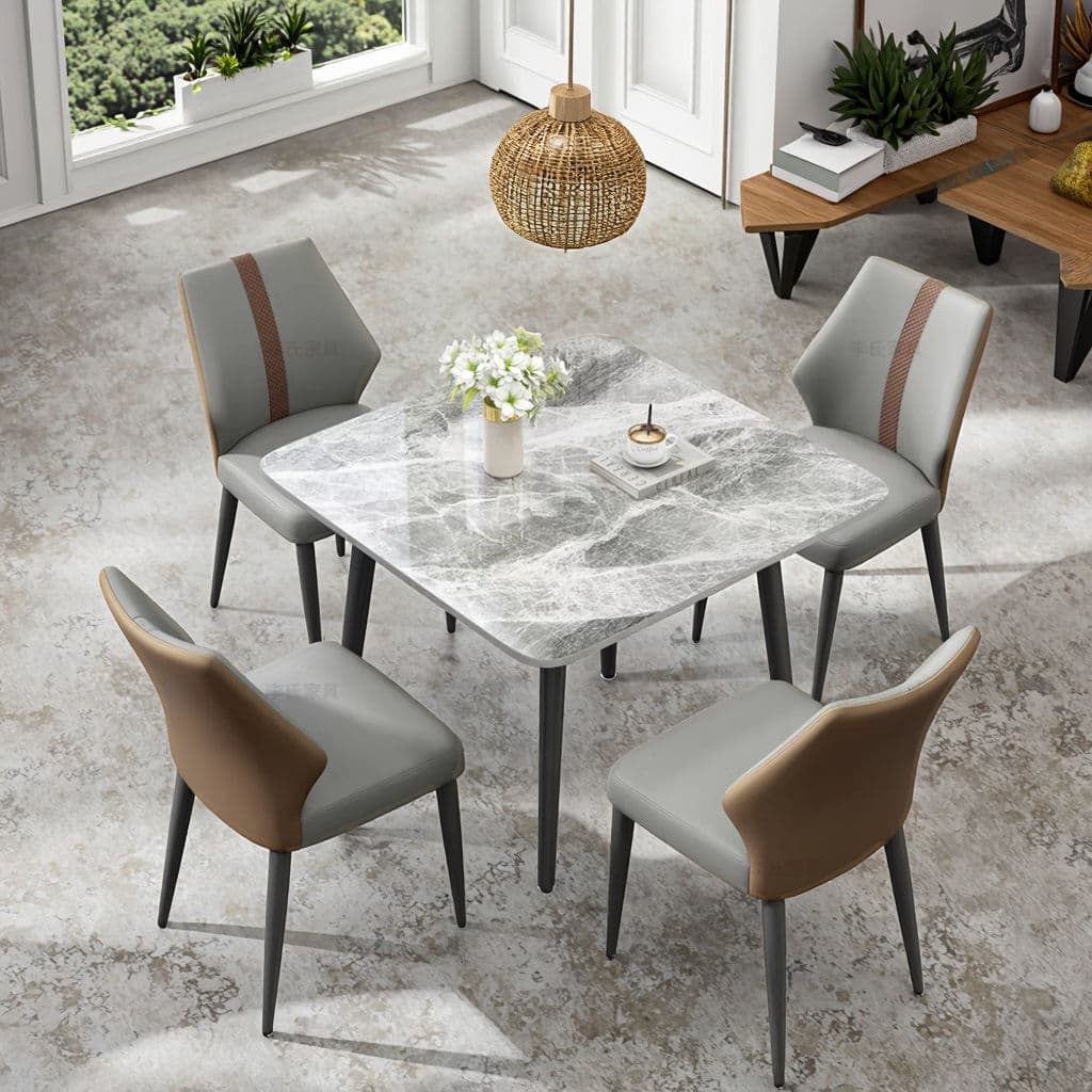 Square 4 Seater Marble Dining Table