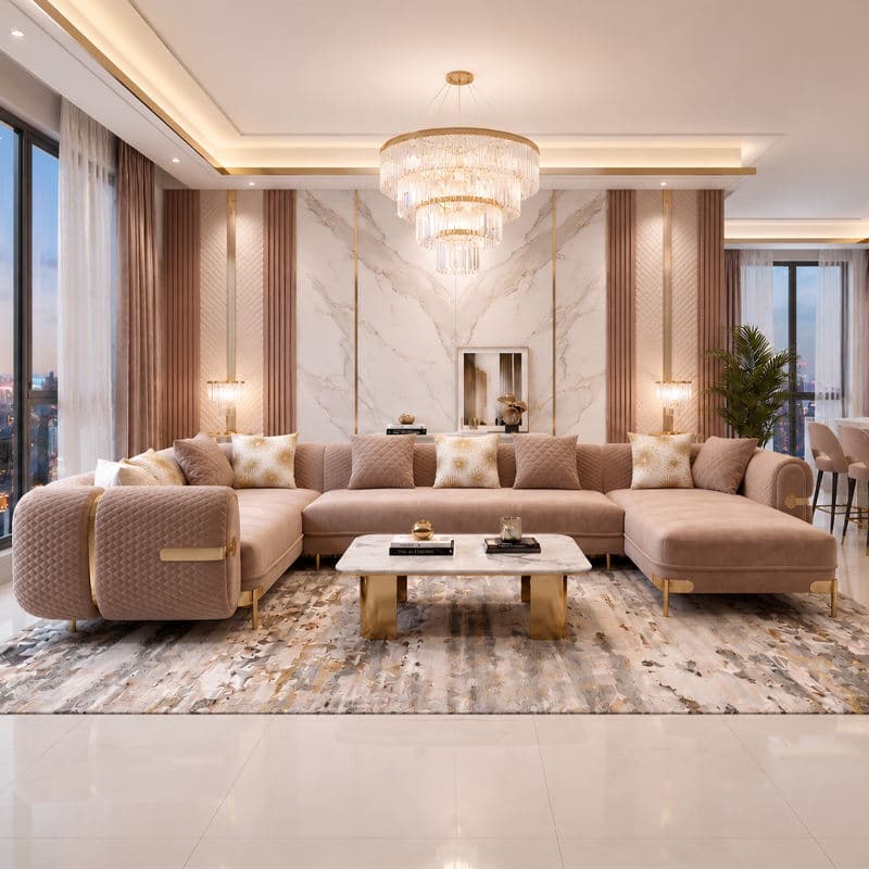 Elegant Classic Large Sofa Set