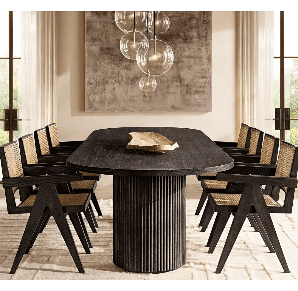 8 Seater Premium Black Wood Dining Set