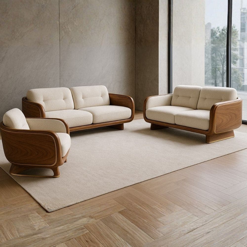 Teak Wood Morden Sofa Set 5 Seater